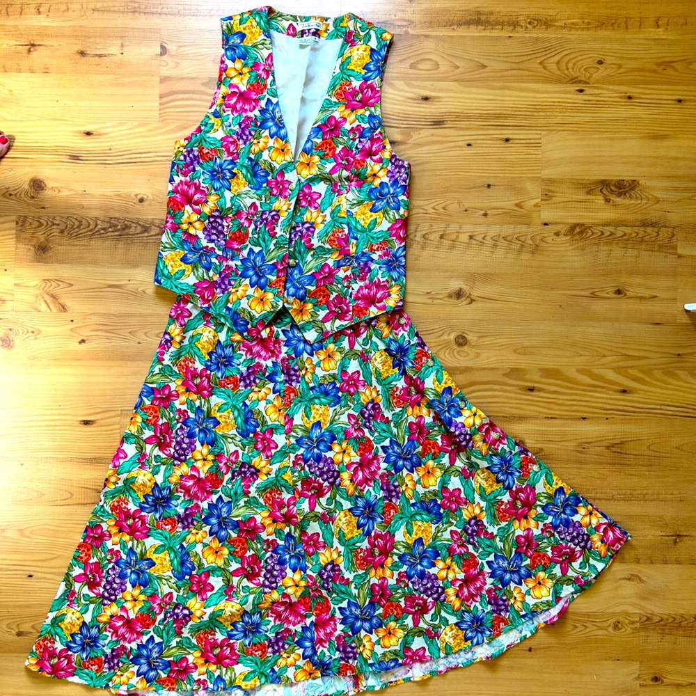 Vintage Linen floral two piece set
